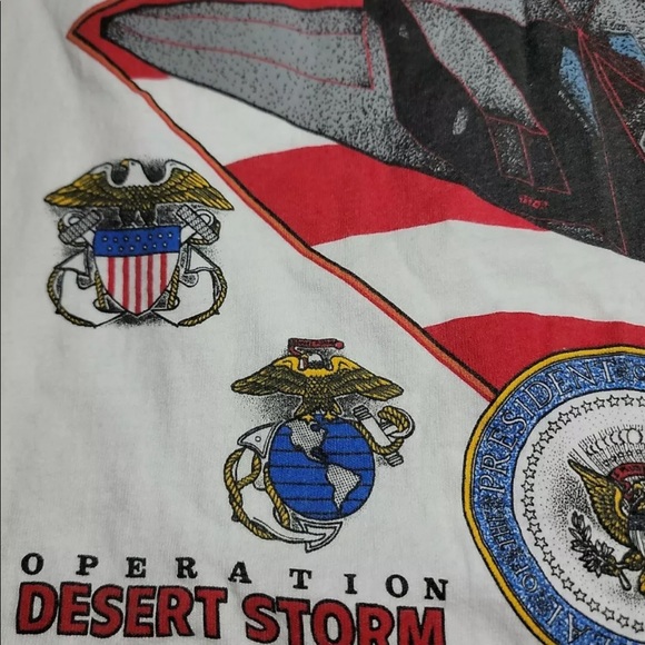 Vtg 90s Operation Desert Storm F-117 Stealth T-Shirt Size L Single-Stitch USA - Picture 4 of 11